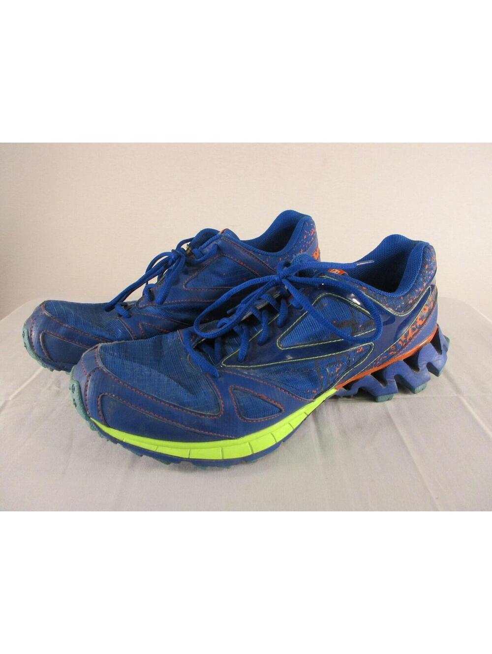 Reebok ZigTech Shoes Mens 11.5 Blue Neon Running Trail Athletic Trainers Cushion